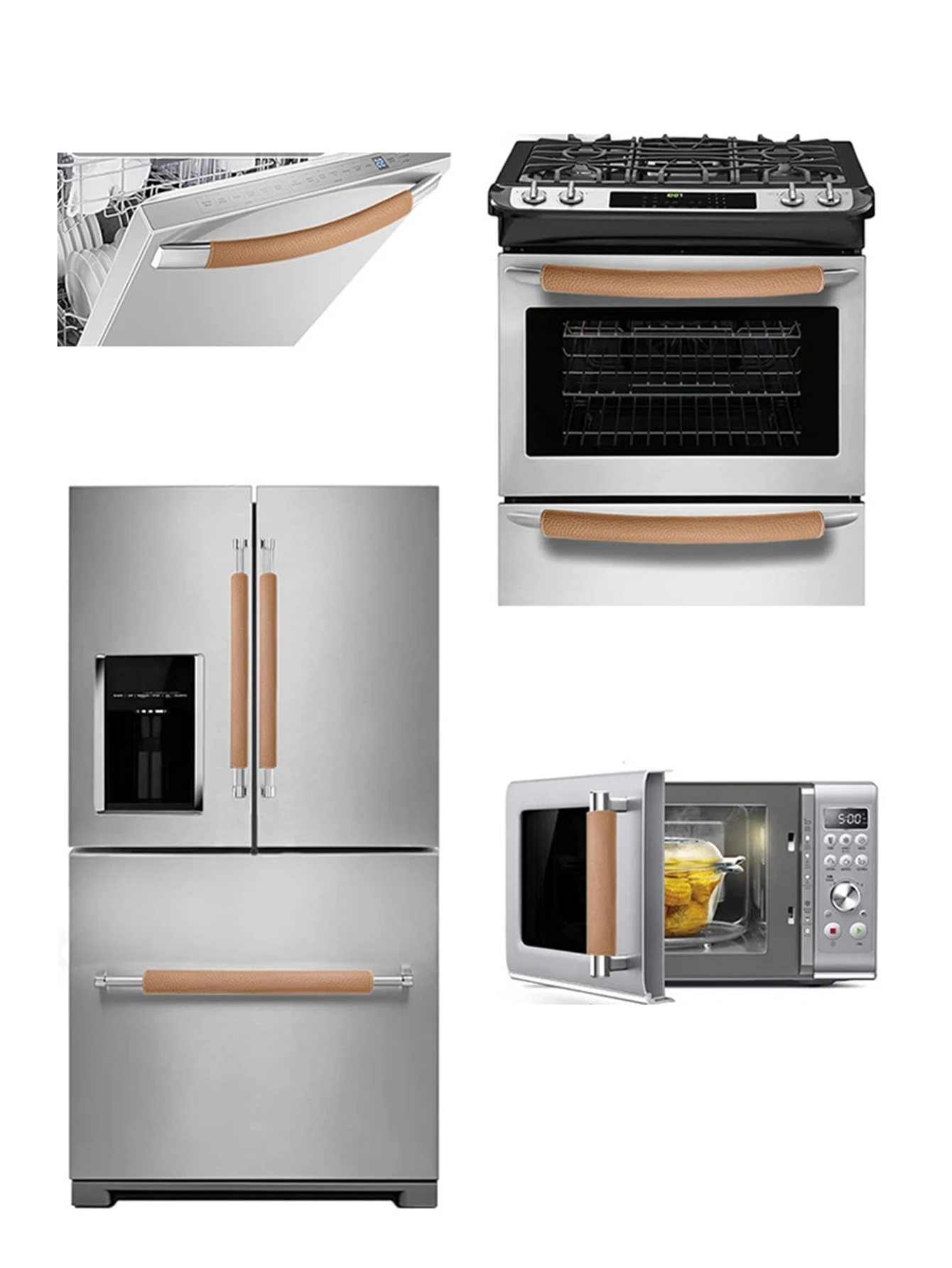 Commercial Kitchen Hood - 2pcs/set Faux Leather Refrigerator Door Pull