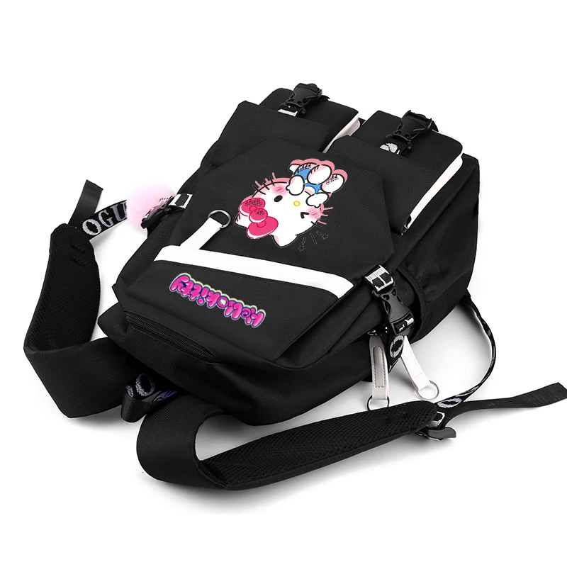 Sac à dos Hello Kitty Cartoon pour adolescents, sac à dos de retour à l'école pour filles et garçons, sac à dos en toile Anime pour enfants, sac à dos étudiant pour femmes