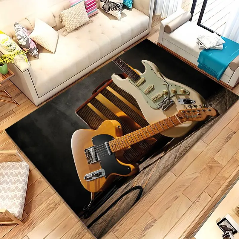 Fender Guitar Theme Rock Music Soft Non-Slip Large Area Rug for Living Room,Bedroom Playroom Carpet Mat for Sofa,Home Decor Gift