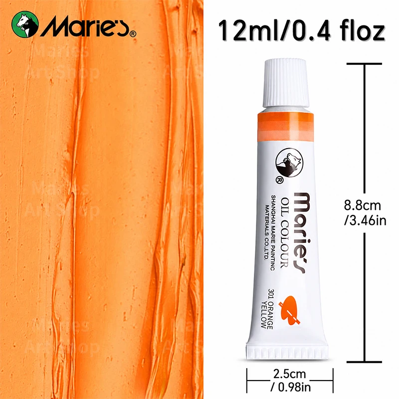 19 pcs Marie\'s Oil Paint Kit,12 Colors Oil-Based Pigment & 7pcs Brushes,12ml/0.42oz Tubes,Vibrant Oil Painting Set for Crafters