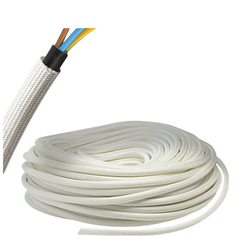 1/5M Fiberglass Sleeve 1 ~ 35mm High Temperature Chemical Braided Glass Fiber Sleeving Cable Pipe HTG Wire Wrap Glassfiber Tube