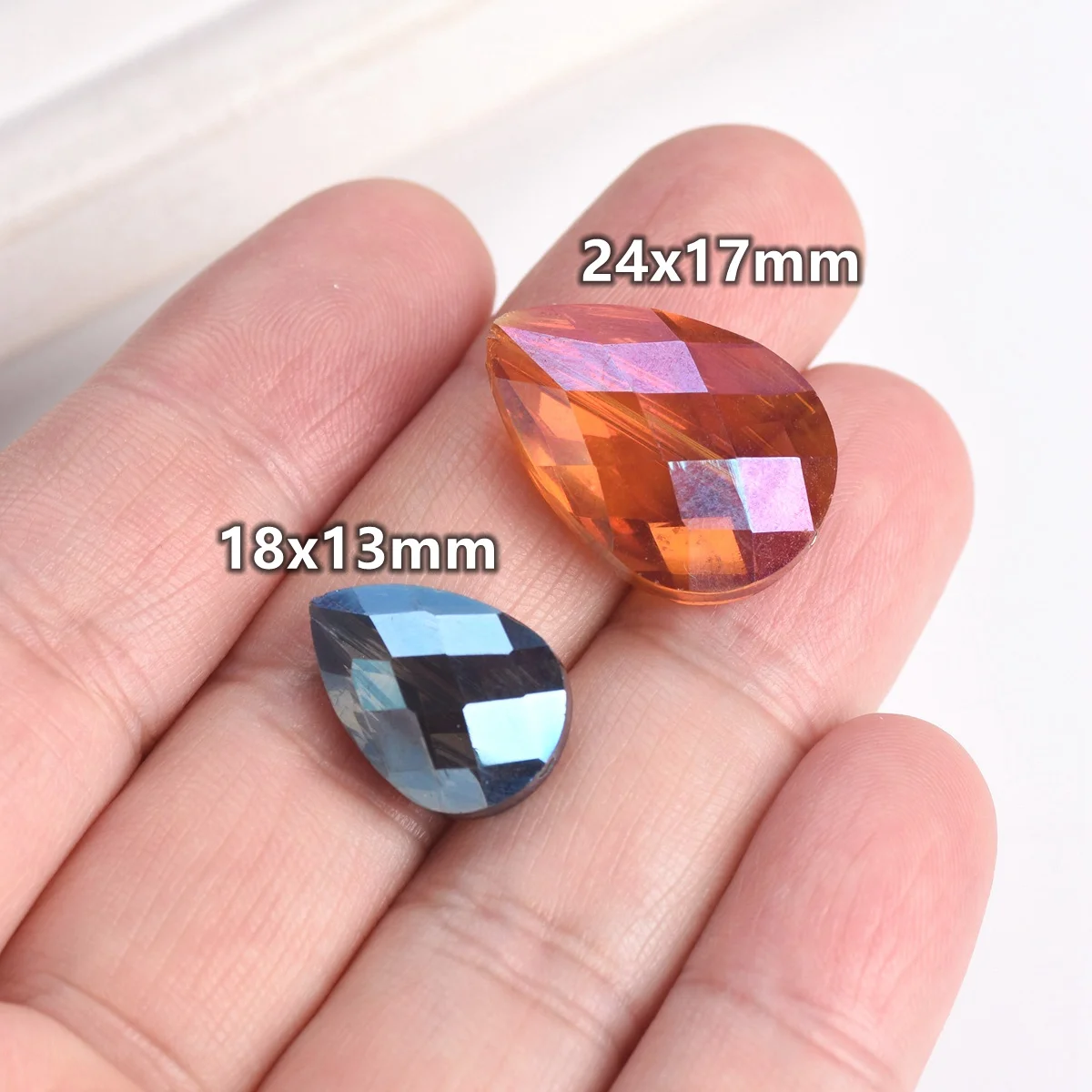 5pcs Teardrop Faceted Crystal Glass 18x13mm 24x17mm Loose Beads for Jewelry Making DIY Crafts