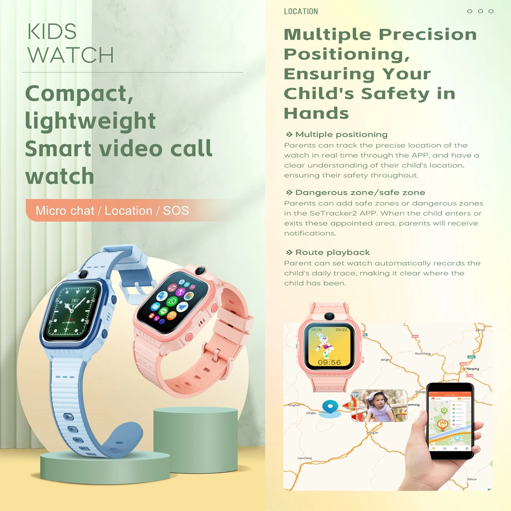 4G Kids Smart Phone Watch Video Call Phone Watch GPS Tracker SOS Call Back Monitor Children Gifts Alarm Clock Boys Girls Gifts