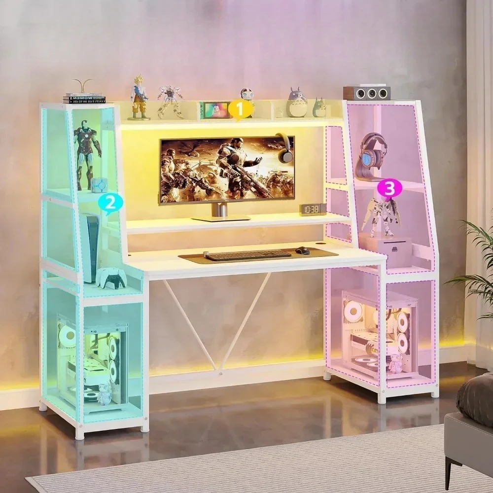 

# Для игрового стола 78,8 дюйма со светодиодной подсветкой, ящиком и полками для хранения, компьютерным столом с подставкой для монитора, черными компьютерными столами и