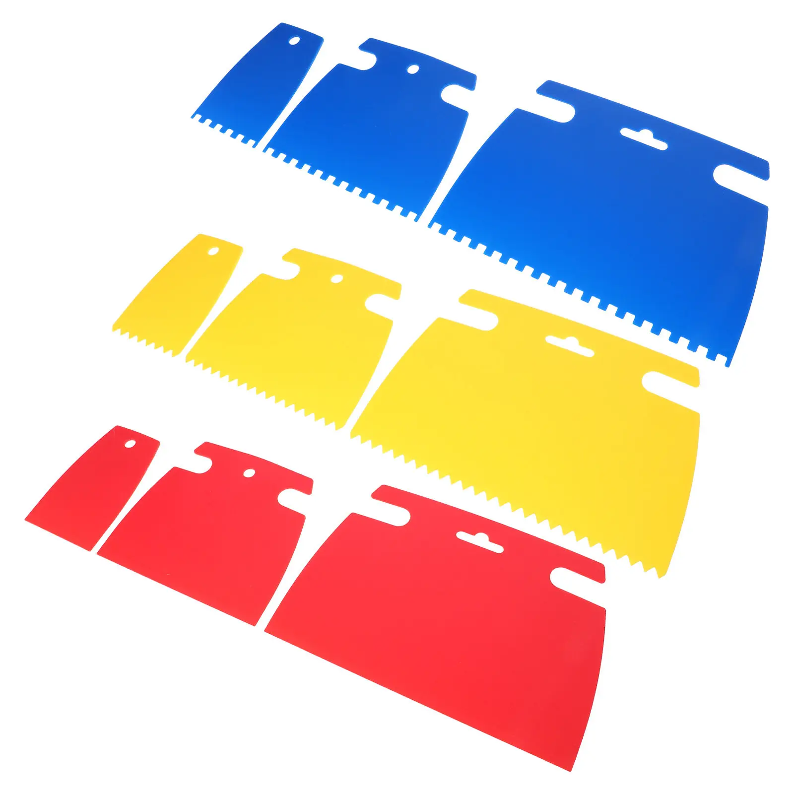 9Pcs Artistic Paint Scraper Tool Set Plastic DIY Craft Scrapers Flat Serrated Fine Edges for Oil Painting Plaster Graffiti