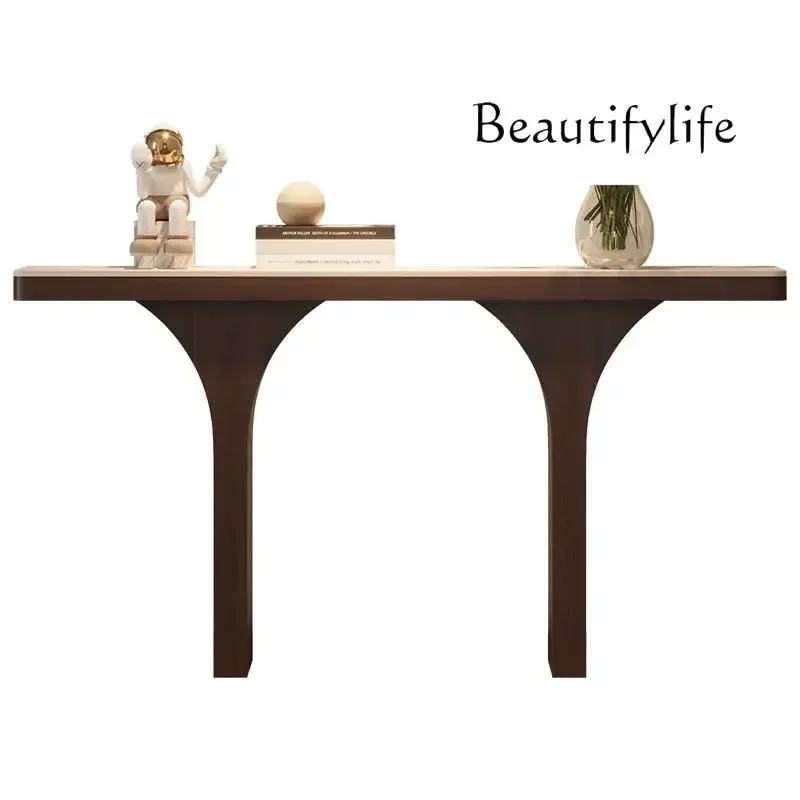 FD XX Travertine Rock Slab Entry Entrance Table High-end Feeling Living Room Corridor Aisle Opposite Door Solid Wood Entrance Pl