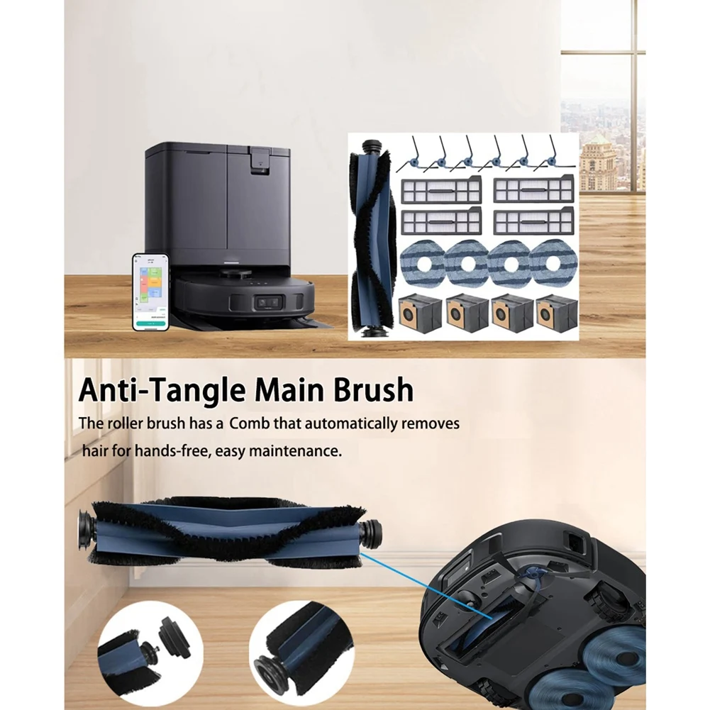 

SOFT-19 PCS For Eufy X10 Pro Omni Robot Vacuum Accessories Set Includes Main Brush, Side Brushes, Mop Pads, Dust Bags,Filters
