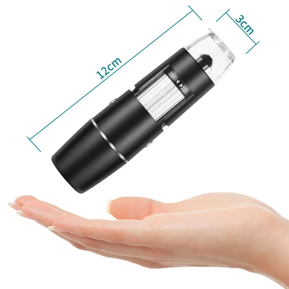 Microscopios electrónicos portátiles de mano con Wifi, interfaz USB Digital, estéreo electrónico, soporte de 8 LED para Android, IOS y PC, 1600X,