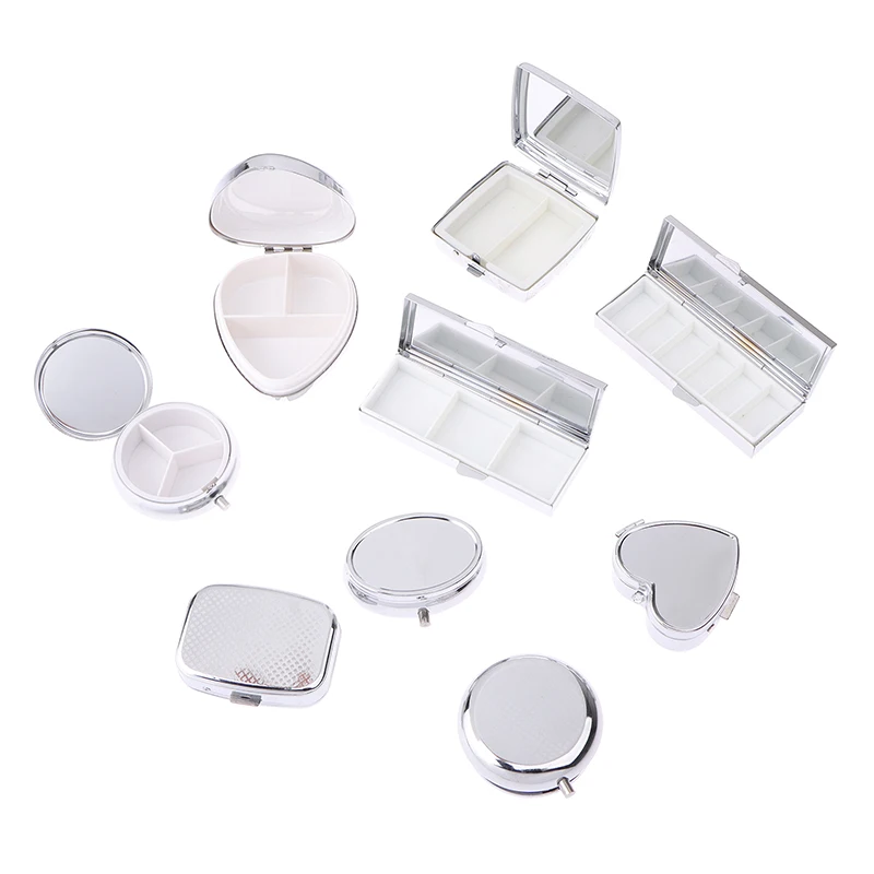 1pc Metal Pill Boxes Medicine Organizer Container Medicine Case Pill Candy Box Round Rectangular Tablet Pill Box Container