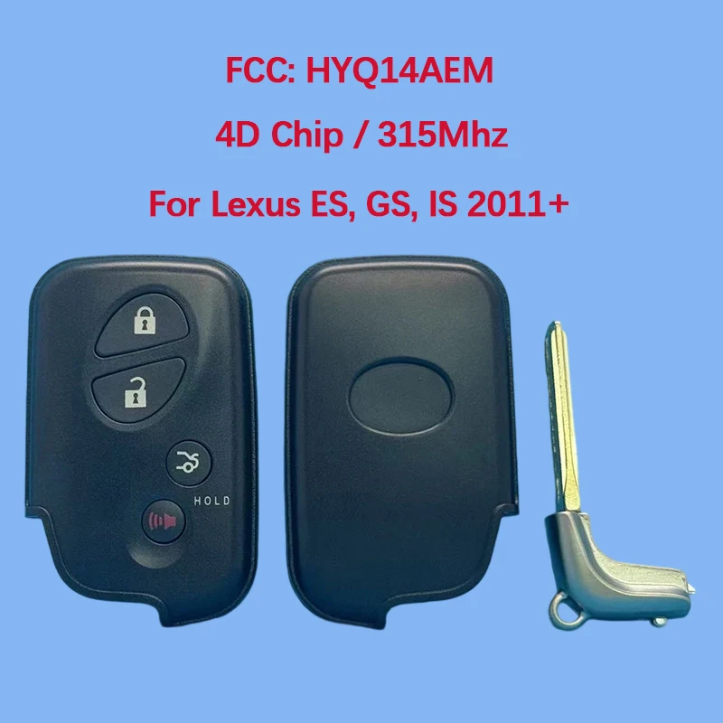 

CN052033 Послепродажный 4-кнопочный смарт-брелок 315 МГц FCC HYQ14AEM 4D чип с дистанционным управлением без ключа для Lexus ES GS IS 2011+