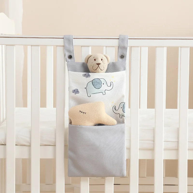 Baby Bed Hanging Storage Bags Cotton Newborn Crib Organizer Toy Diaper Pocket for Crib Bedding Set Accessories Nappy Store Bags