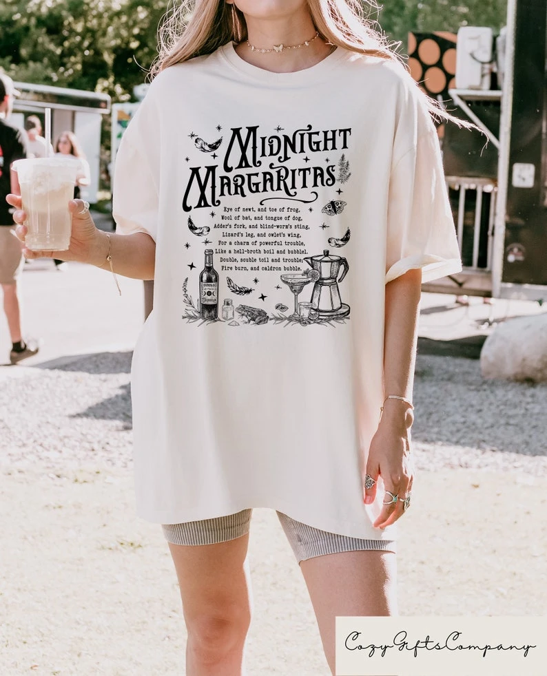 Midnight Margaritas Shirt, Retro Halloween Shirt, Tequila Shirt, Witchy Tee, Halloween Gift, Midnight Margarita