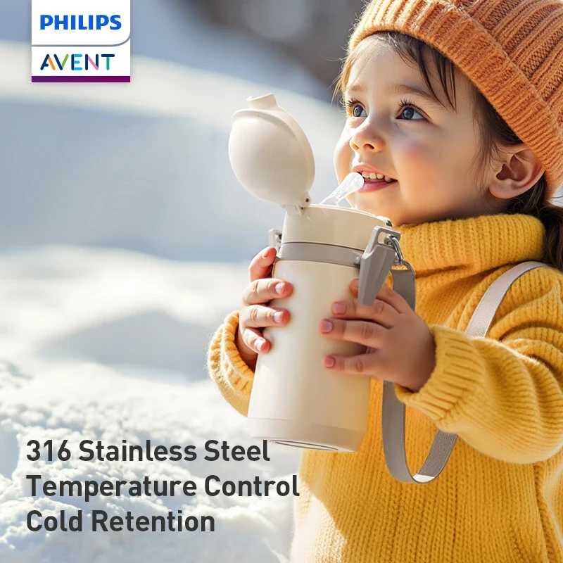 Philips Kids' Insulated Carrier Bottle 500ML thermos cup Portable thermos cup with straps 316 Stainless Steel image 5