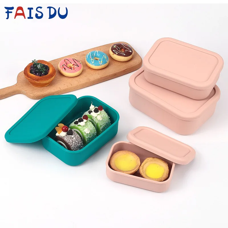 

1PC Silicone Bento Box Rectangular Silicone Food Storage Containers with Lids, Airtight Leak-Proof, Microwave & Dishwasher Safe