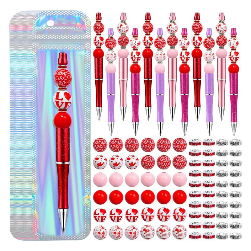 

Valentine's Day Beaded Pens, Multicolor Beaded Pens As Shown Metal Suitable For Valentine's Day Gifts School Office