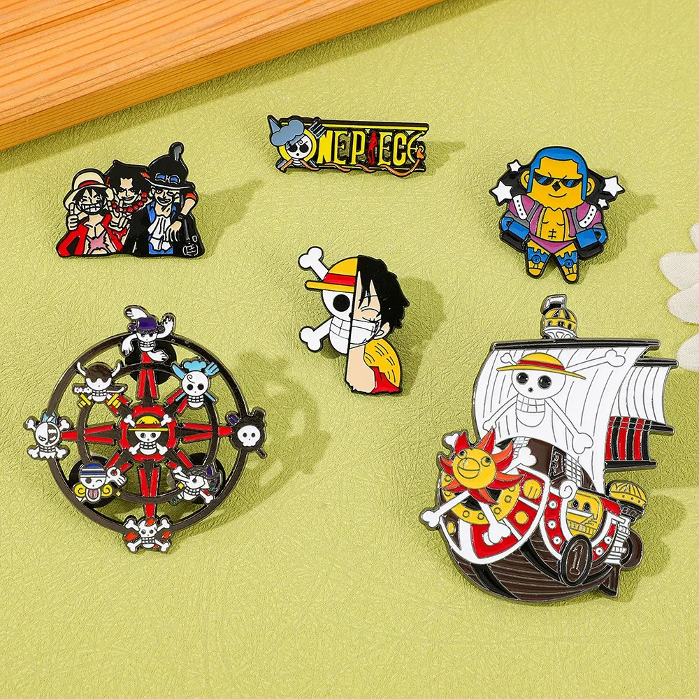 6-teiliges One Piece Inspiriertes Emaille-Pin-Set Anime Luffy Piraten-Themen-Pins für Rucksack Kleidung Manga-Fan-Sammlung Geschenke – Detail 3
