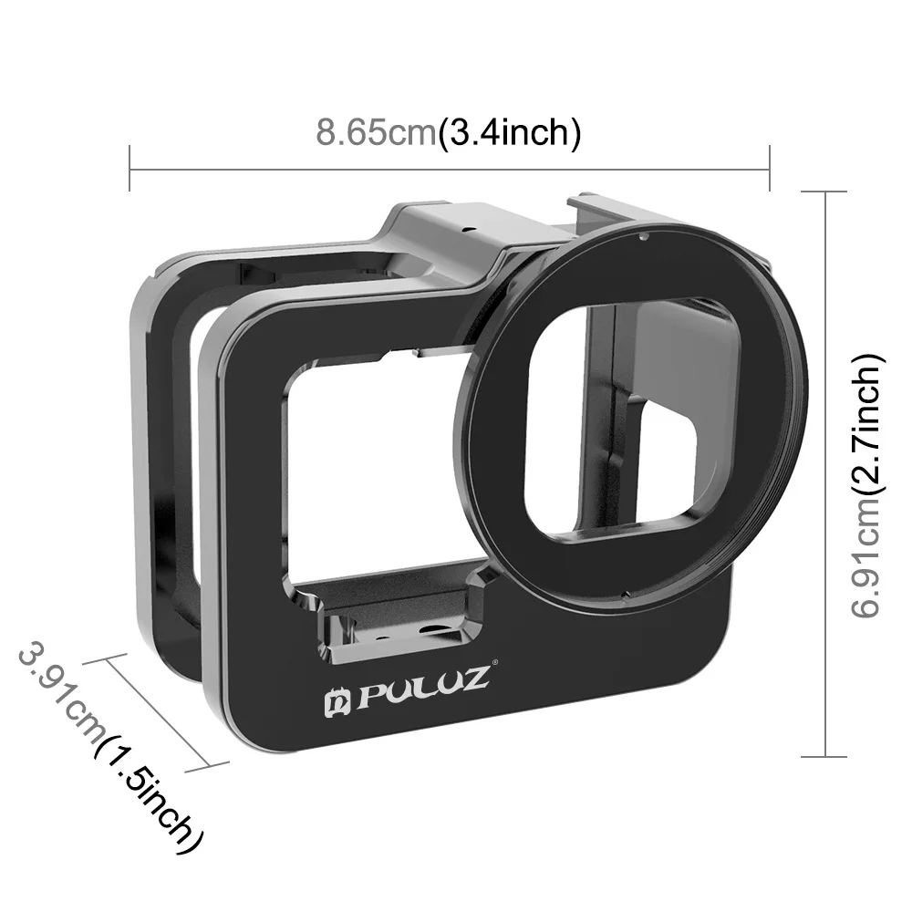 For GoPro HERO10 Black / HERO9 Black Thicken Housing Shell CNC Aluminum Alloy Protective Cage