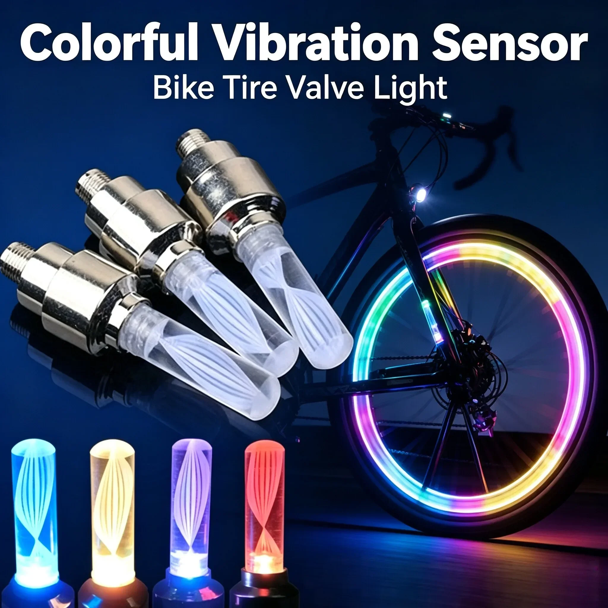 2/4 Stück Neue Heiße Ventilkappen Fahrradreifen-Nachtlicht Auto-Reifenlampe Fahrraddekoration Fahrradzubehör LED-Licht – Detail 1