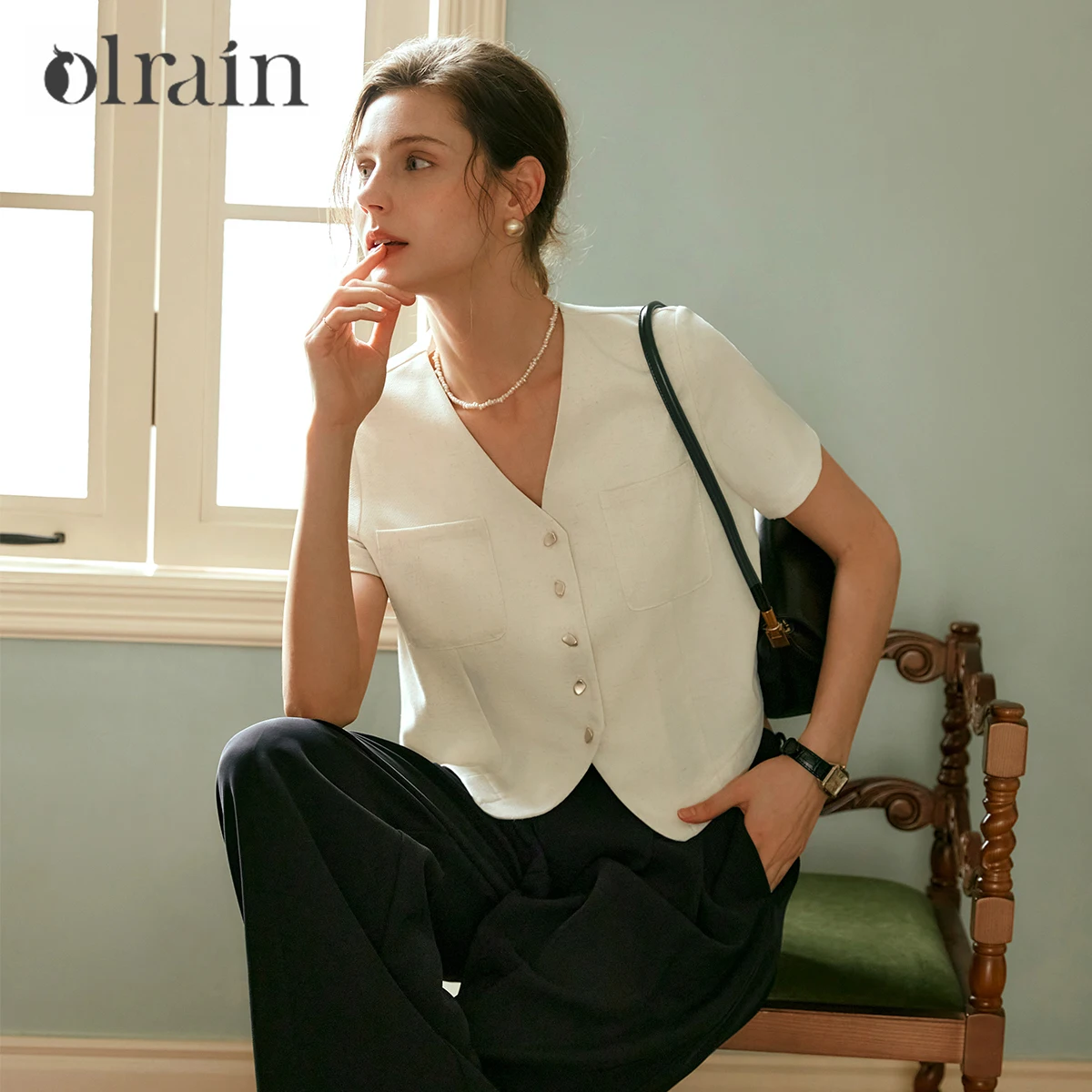 

OLrain Women's Cropped Blazer Simple Short Sleeve Jacket 2026 Early Spring New Commuter Outerwear Ladies Clothing O58XW91361