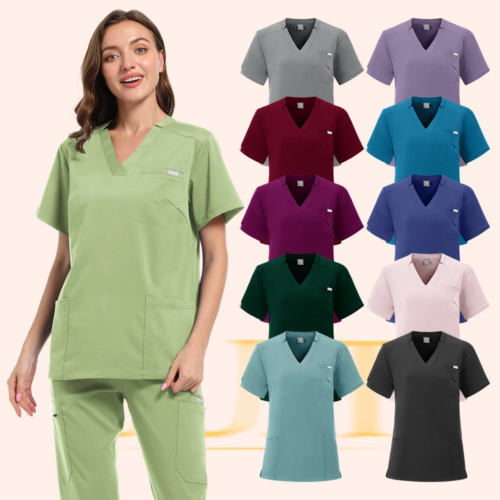 2025年卸売ナースユニフォームVネックトップジョガーパンツスクラブセット手術着歯科医看護スーツ病院医師服