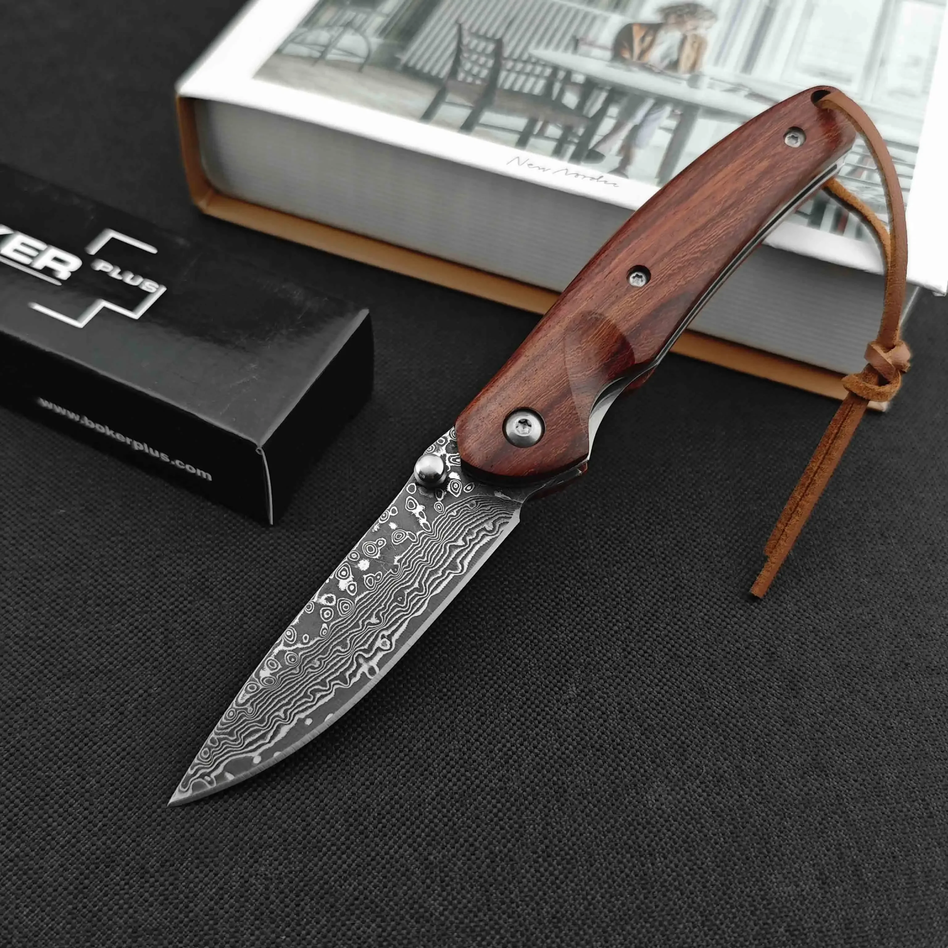 Firewing Damascus Steel Folding Knife Outdoor Camping Knife Tactical Hunting Self-Defense Rescue Pocket EDC Tool, Men\'s gift