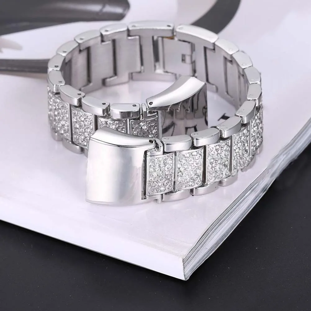 

Sparkly Crystal Stainless Steel Watch Strap for Glitter Rhinestone Bracelet Durable Dual Fold Lock Wristband