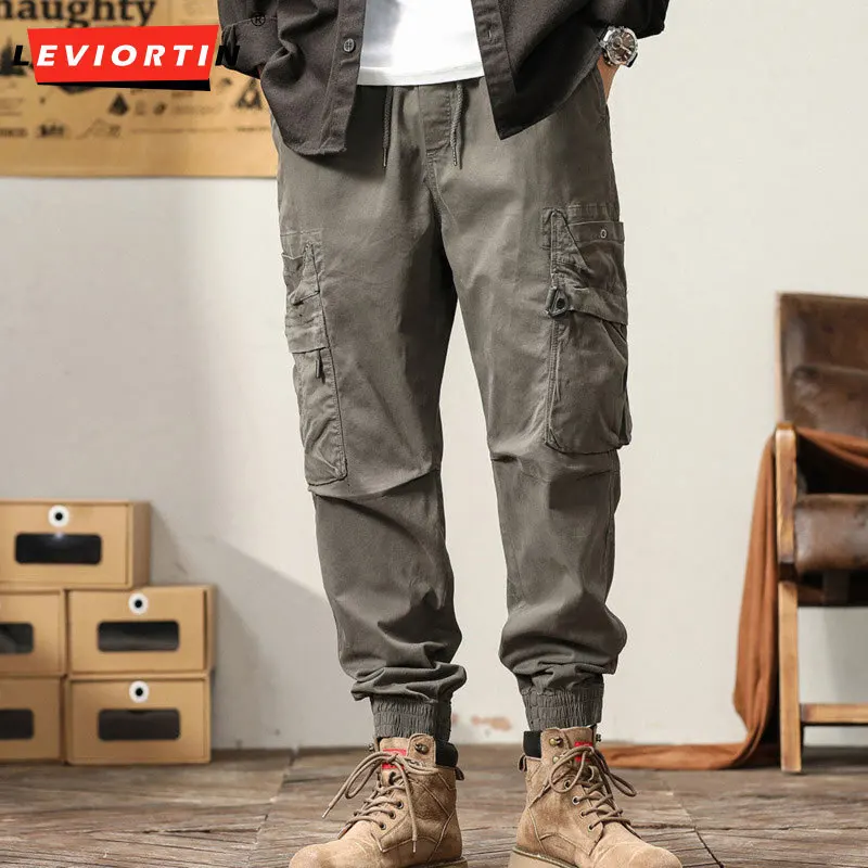 

2025 Men's Spring and Autumn New Style American Retro Casual Legged Pants Japanese Simple and Versatile Loose Work Pants