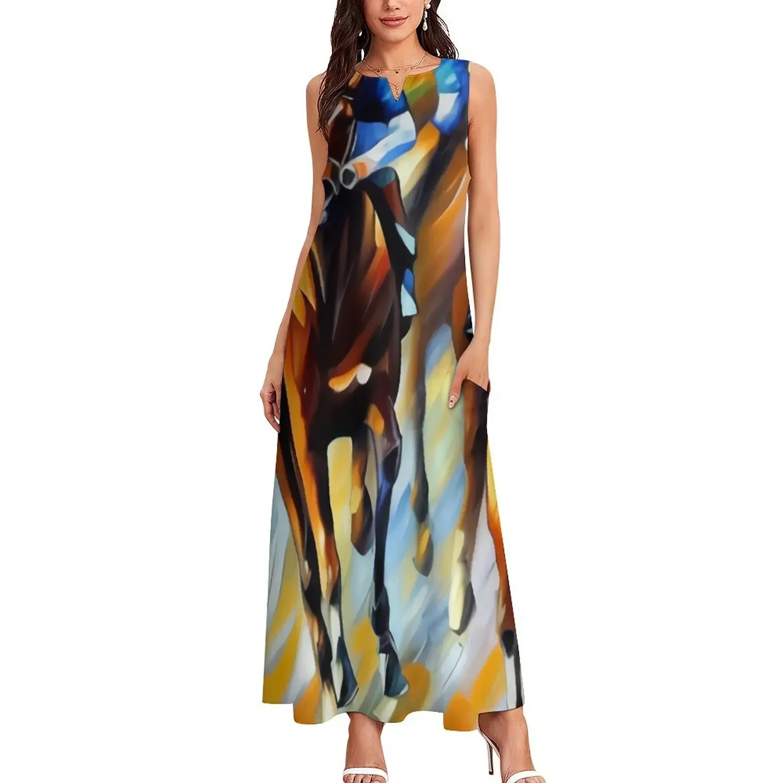The Horse Race. Brilliant Colors. Long Dress summer dress Prom gown luxury dress