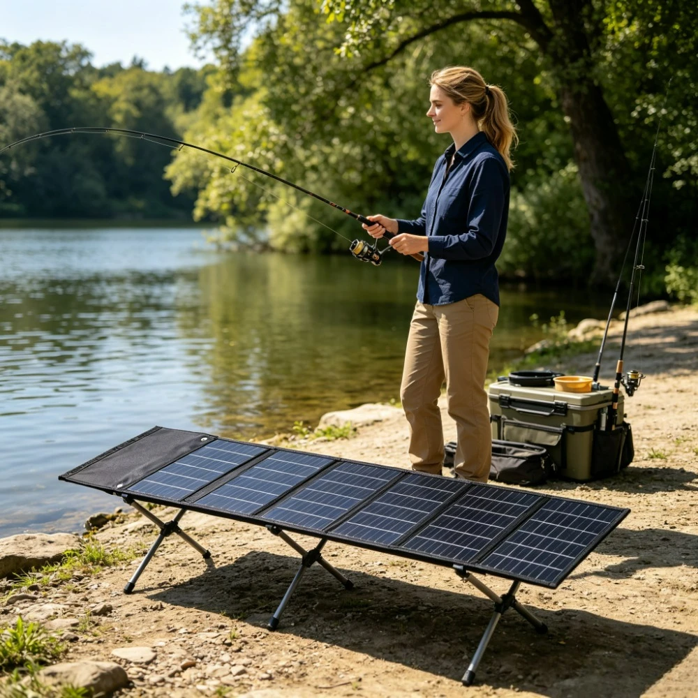 ETFE Durable 50W 90W Foldable Solar Charger Portable Solar Power Bank Dual USB DC Waterproof Output For Camping Hiking Cycling