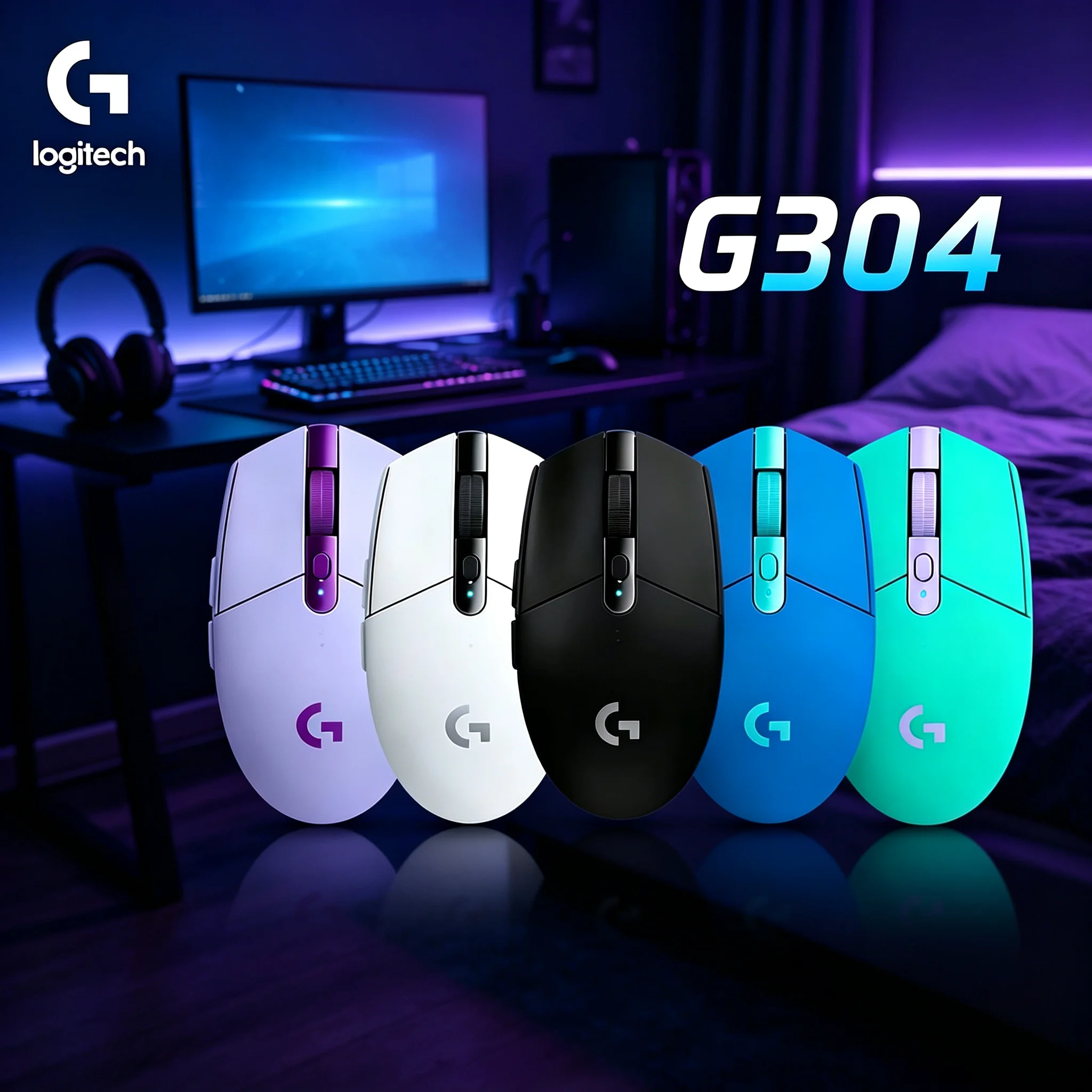 Mouse Gamer Sem Fio Logitech G304 com Longa Duração de Bateria para Sessões de Jogos de Longa Duração como Marathon, PUBG, CS2, Valorant, Apex Legends