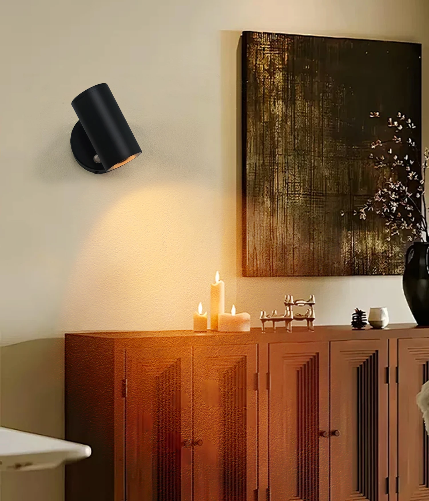 

Rechargeable LED surface mounted wiring free spotlight 3600mAh large capacity wall lamp background wall aisle dedicated soft lig