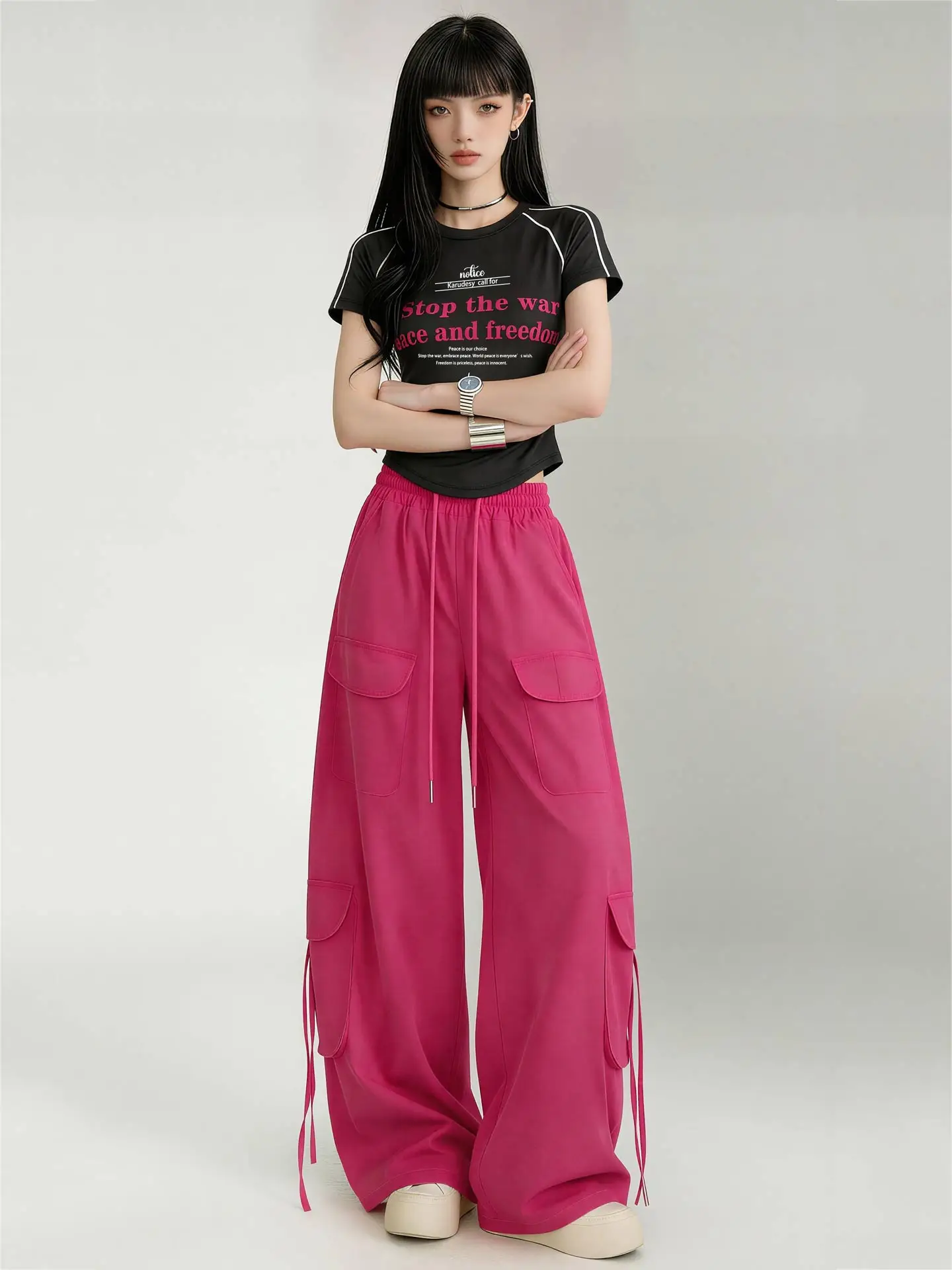 summer-square-dance-costume-set-short-sleeve-workwear-pants-jazz-dance-outfit-complete-cotton-two-piece-set-for-women