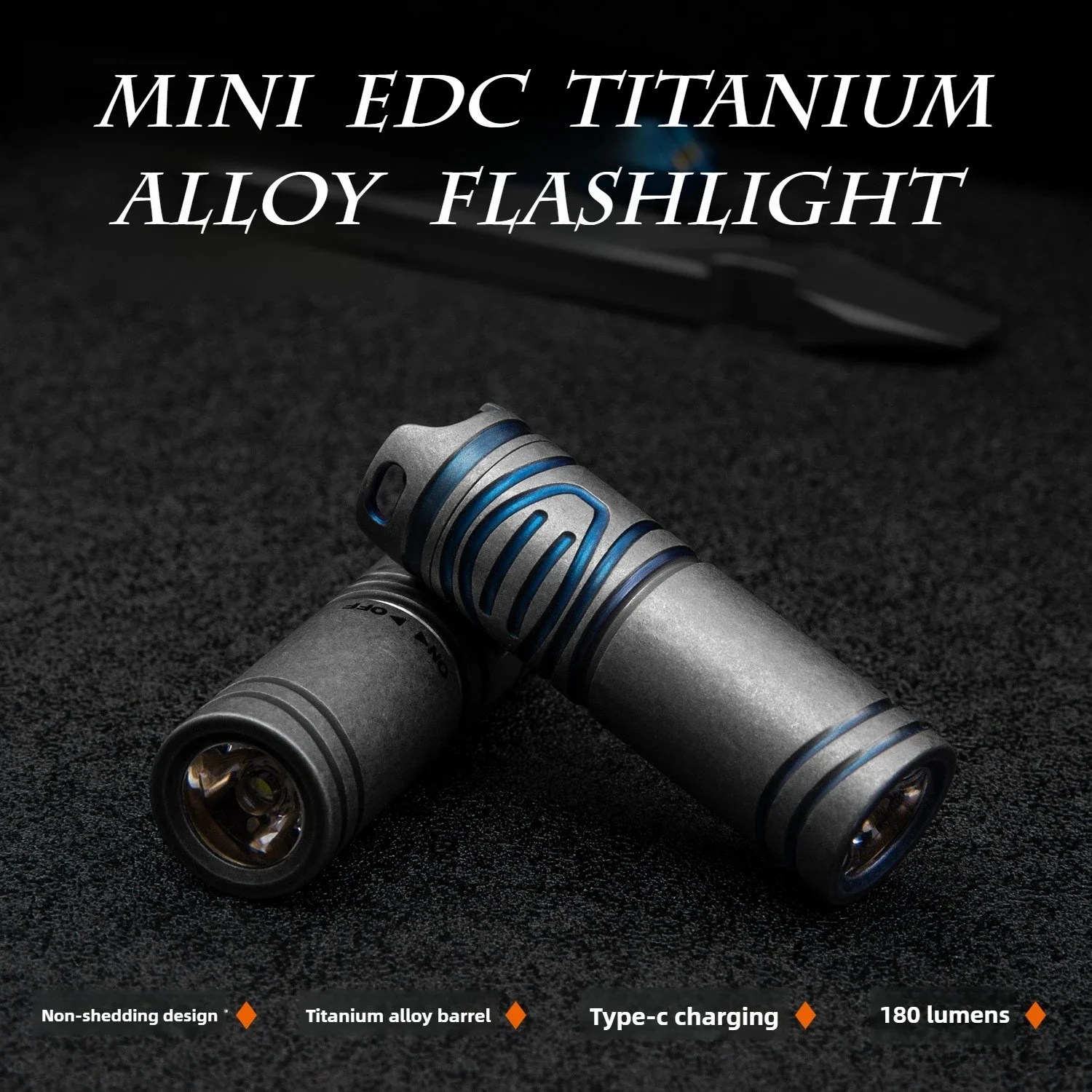 Mini EDC Flashlight Titanium Alloy Portable Rechargeable Flashlight Outdoor Waterproof LED Keychain Flashlight Camping Supplies