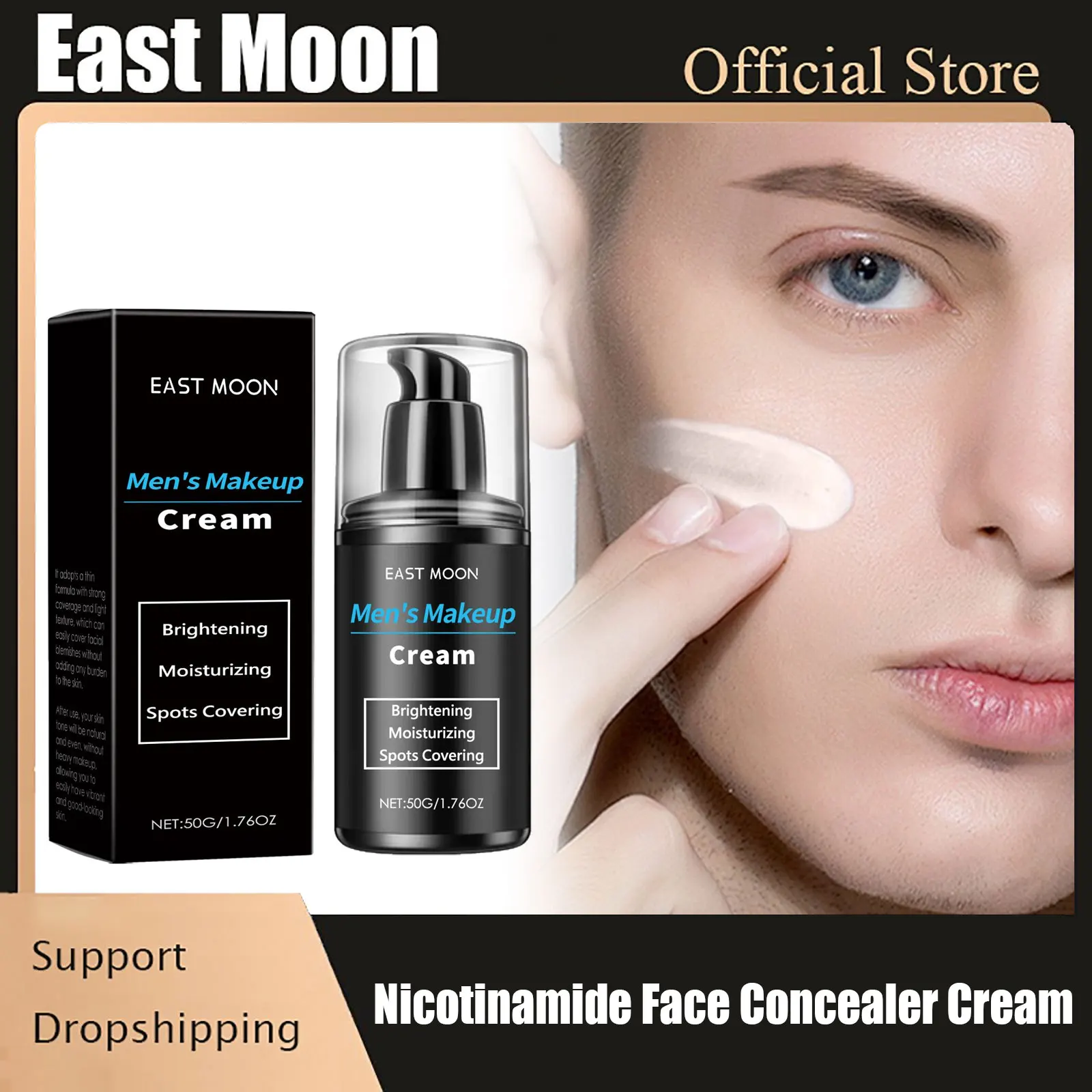 Nicotinamide Face Concealer Cream Oil Control Makeup Foundation Reduce Dark Circles Long Lasting Waterproof Man Facial BB Cream