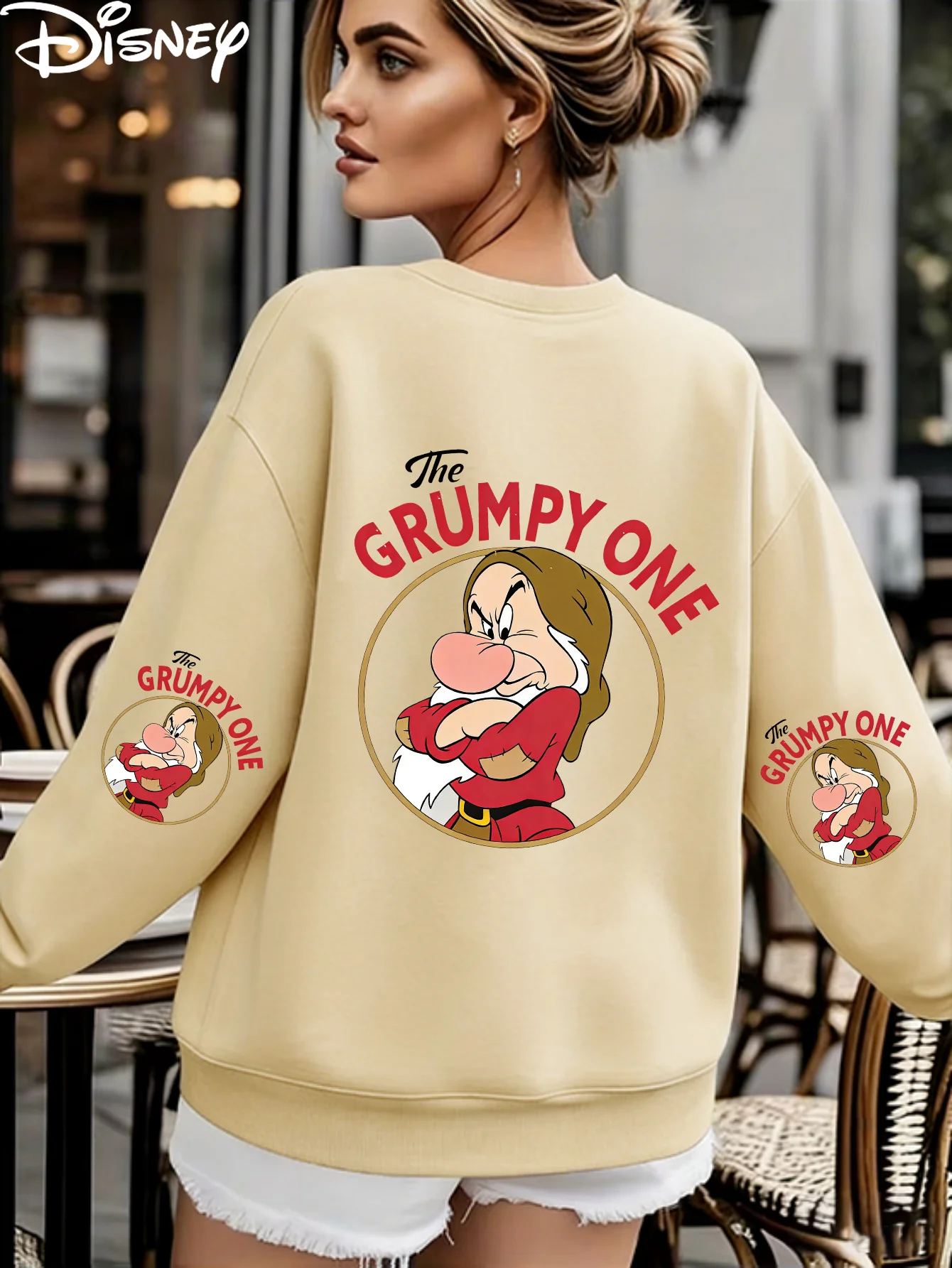 

Женская толстовка с рисунком Grumpy Little Dwarf от Disney, флисовая толстовка на весну и осень, для повседневного использования на открытом воздухе, на любой случай