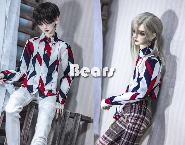 

BJD Doll Clothes Red White Green Diamond Patterned Satin Shirt Tops For 1/3 1/4 BJD SD DD MSD MDD SD17 POPO68 Uncle SSDF Doll