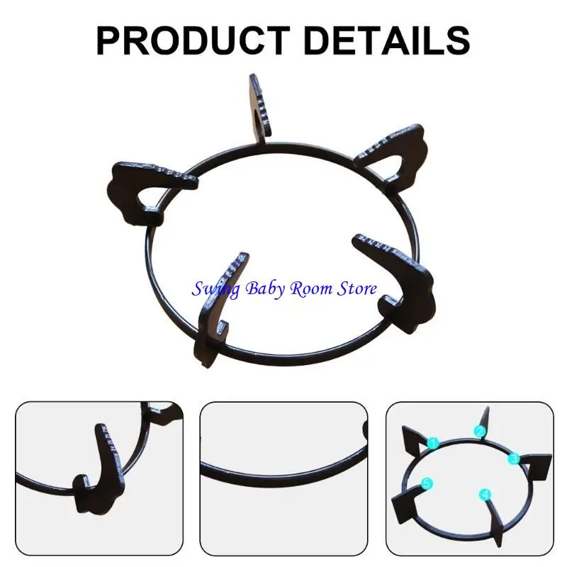 Soporte estufa hierro K1ad 20.2 Rack negro Wok Wok Soporte Soporte utensilios cocina Soporte utensilios