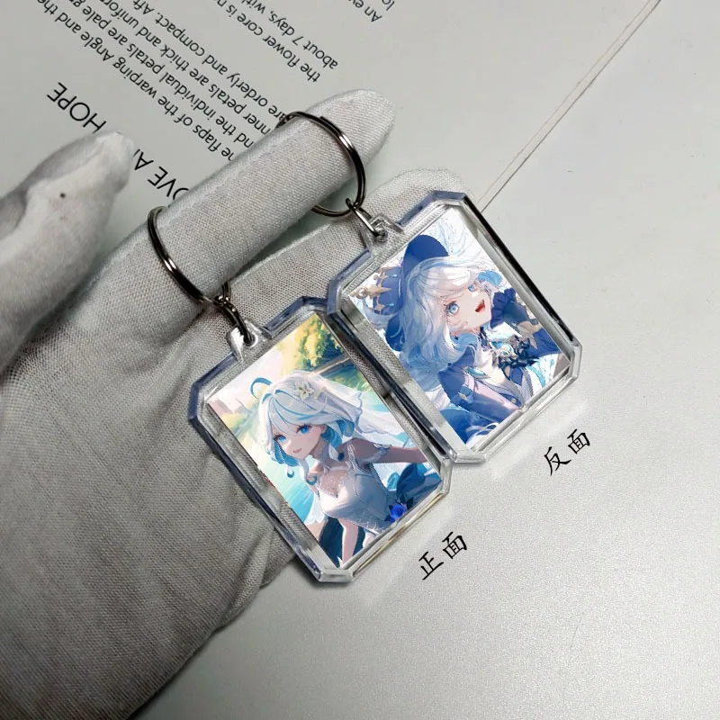 Genshin Impact Furina de Fontaine Kawaii мультяшный узор двусторонний брелок аниме товары небольшой подарок