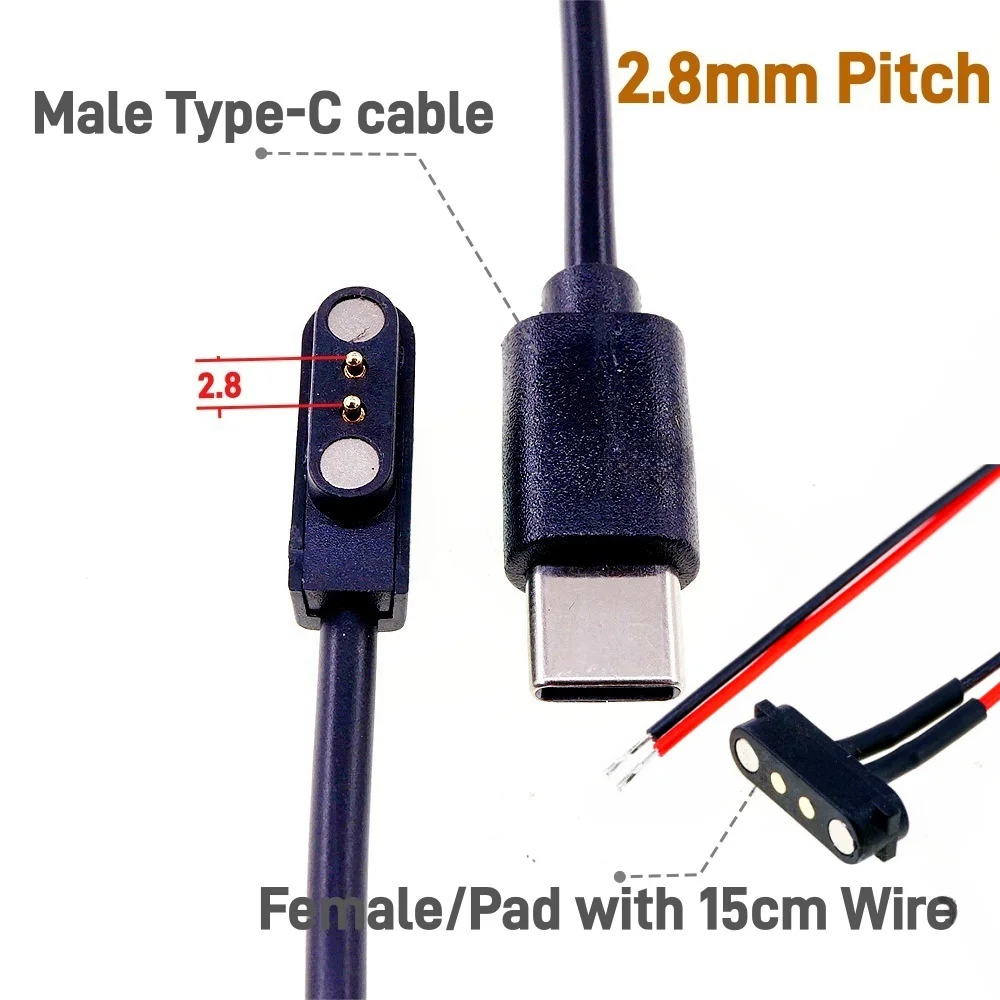 Magnetic Pogo Pin Connector 2 3 4 5 Pin Pogopin Male USB Cable Female Wire Spacing 2.54 2.80mm Spring Loaded 1.5 DC Power Socket