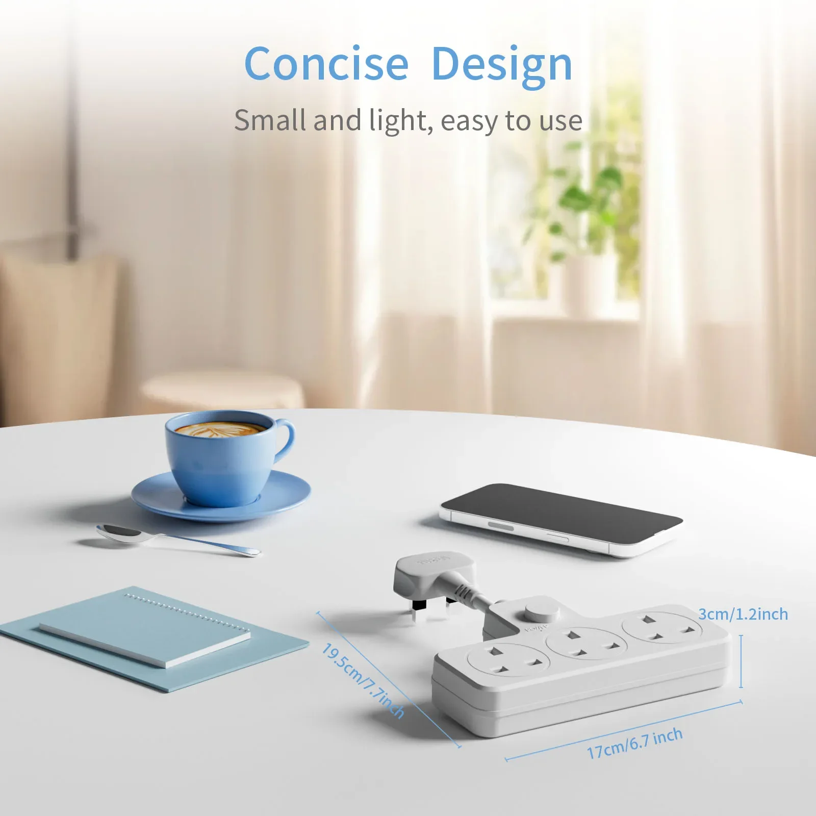 

Удлинительная розетка для Великобритании, 3-позиционный удлинитель с гибким поворотным шнуром, безопасная несущая нагрузка 3120 Вт для домашнего офиса и кухни