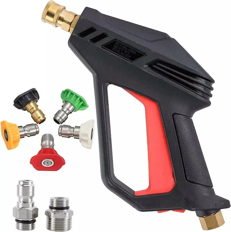 High pressure car wash water gun with pure copper valve core, built-in anti winding stainless steel interface, five color nozzle