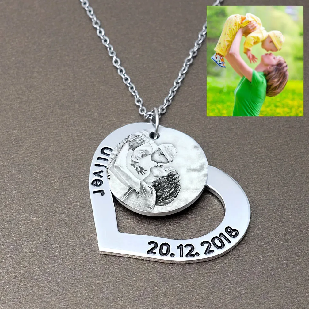 

Personalized Photo Necklace, Custom Heart Pendant Necklace, Picture Jewelry, Mother's Day Gift for Her, Birthday Christmas Gift