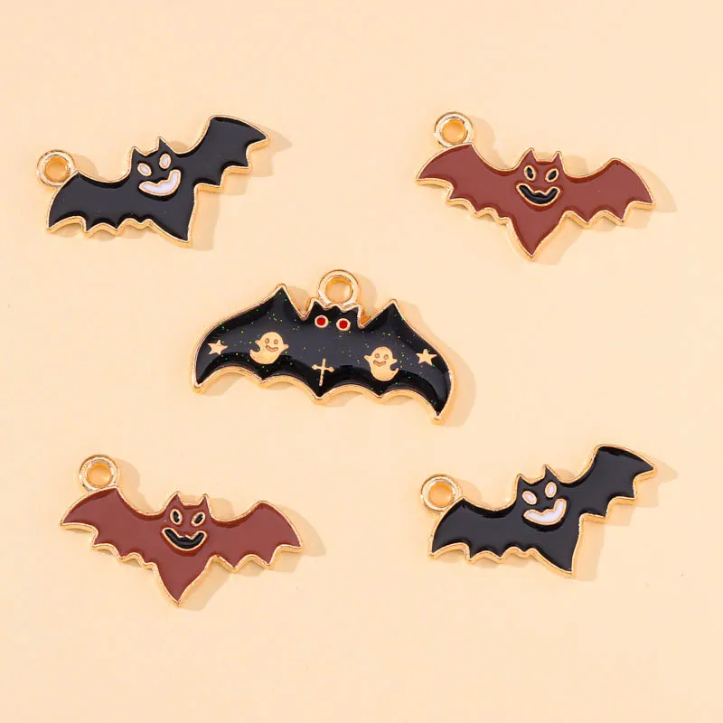 

20Pcs/Lot Charms Halloween Fly Bat Ghost Enamel Alloy Pendants DIY Crafts Making Handmade Earrings Necklaces Accessory Findings