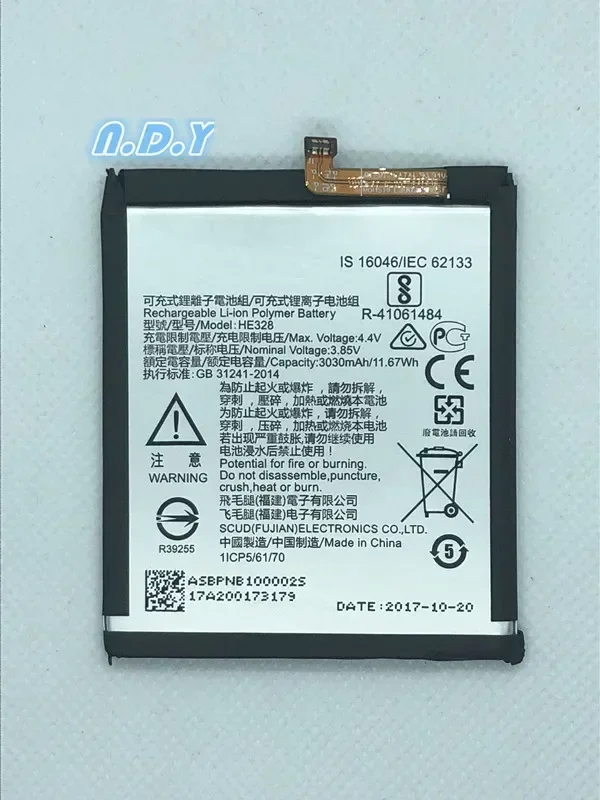 

Original HE328 3030mAh Battery For Nokia 8 nokia8 Li-ion Polymer Replacement Batteries Bateria