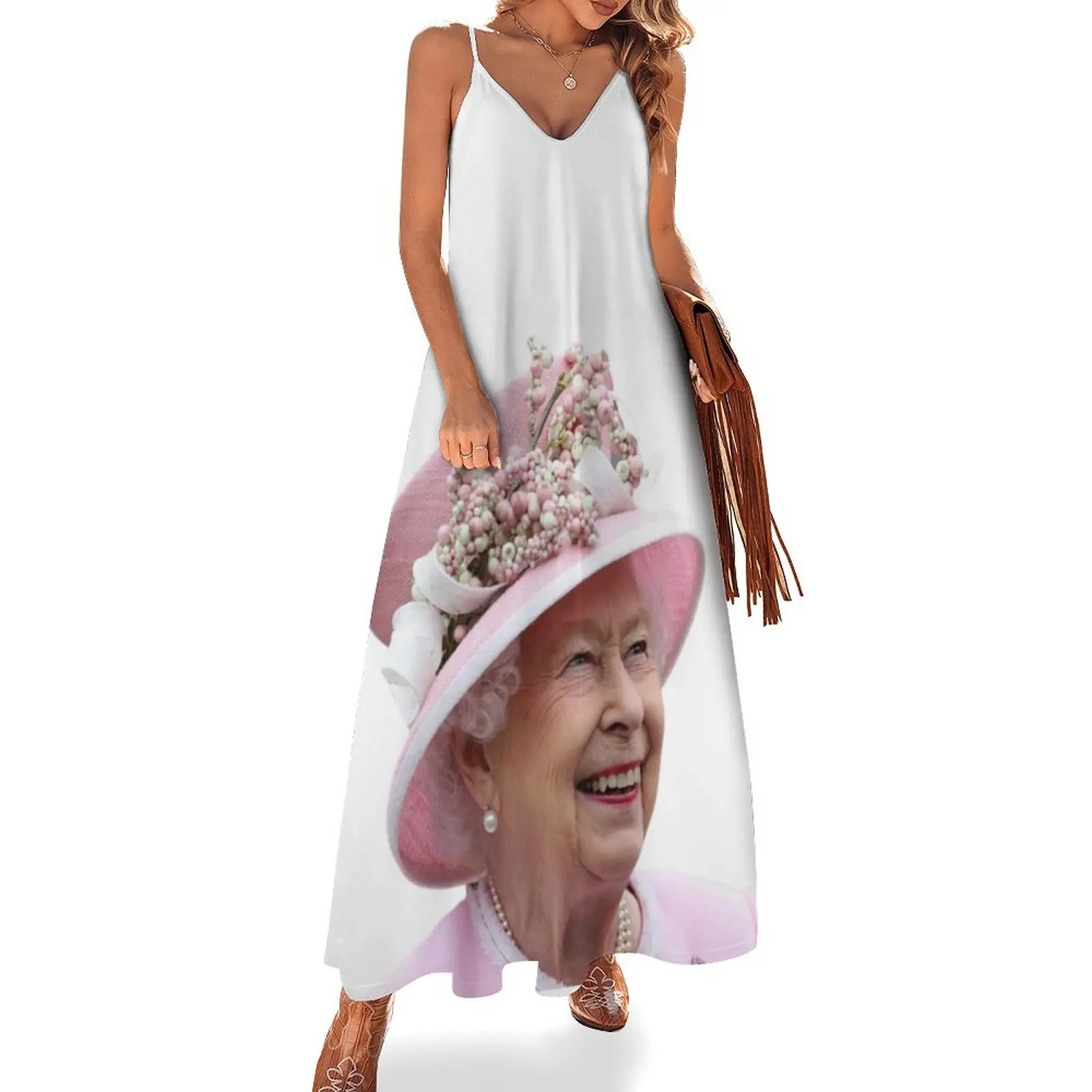 

Her Majesty Queen Elizabeth II Sleeveless Dress Summer skirt Evening dresses women long dresses