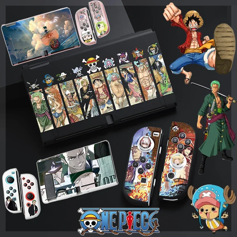 Jednoczęściowy ochronna powłoka etui Joycon Luffy Zoro Ace TPU miękkie etui dla Nintendo Switch NS Oded Konsola kryształowe etui akcesorium