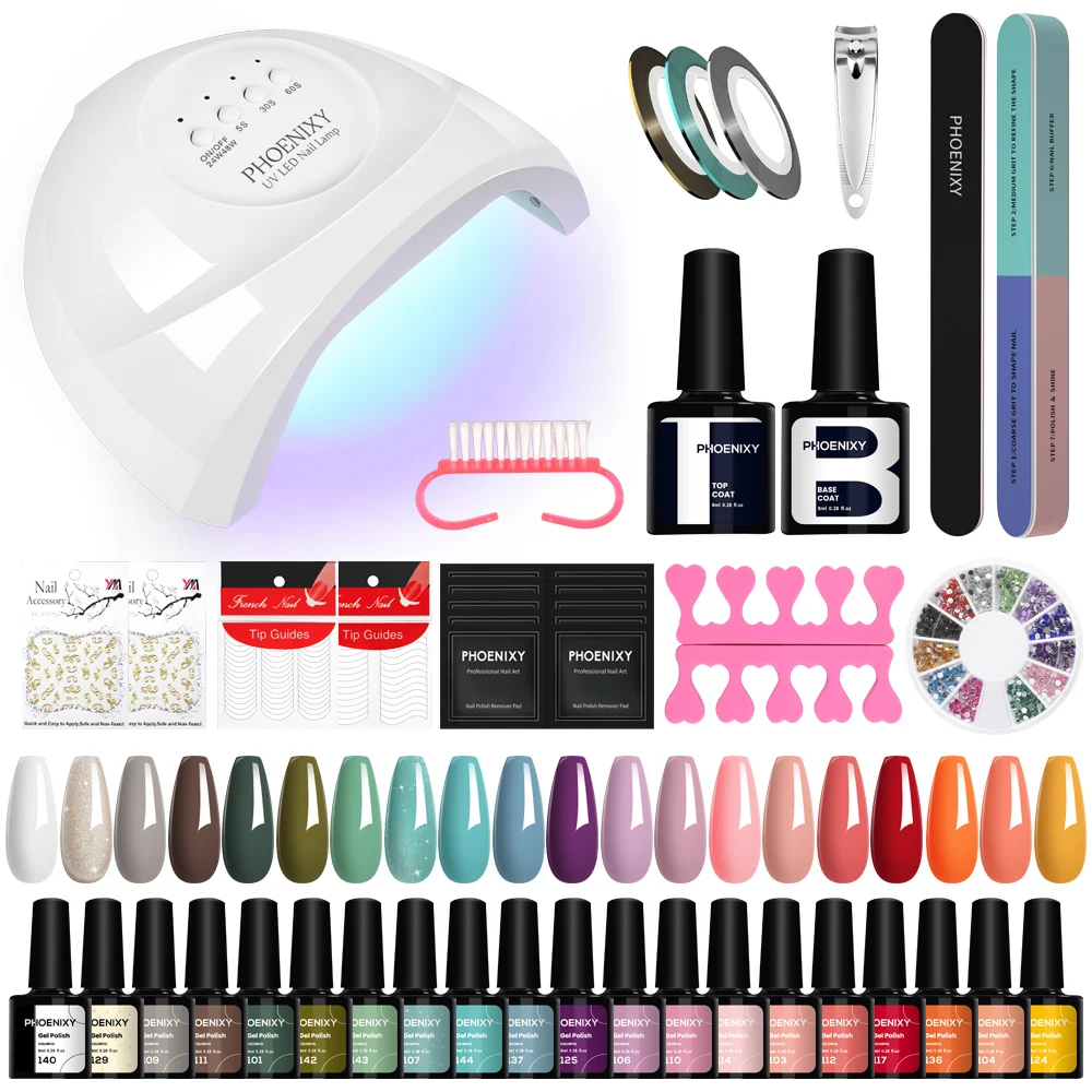 

Manicure Set 10/20 PCS Gel Nail Polish With 48W/36W UV LED Nail Lamp Semi Permanent UV Gel Varnish Complete Nail Art Design Kit