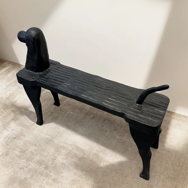 Dog head stool solid wood