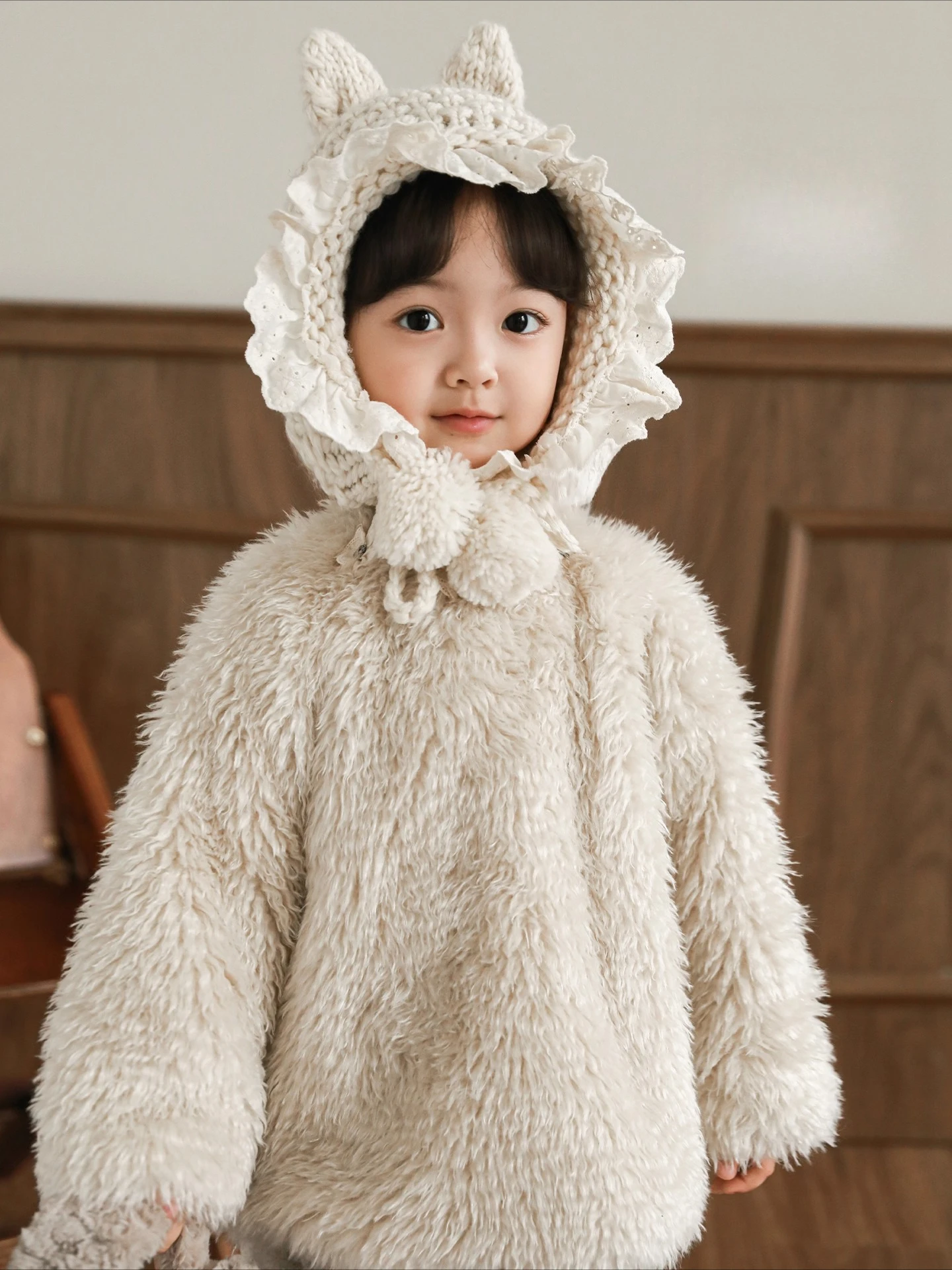 Girls Winter Plush Coat 2025 Thickened Long Pile Fleece Slim Fit Loose Casual Everyday Versatile Outerwear Parka 1-7 Years