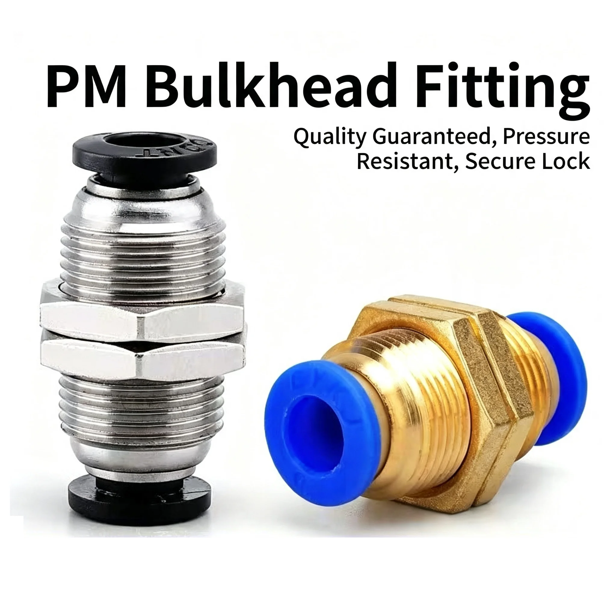 20PCS OD Hose Plastic Push In Gas Quick Connector Pneumatic Fittings PM Straight Bulkhead Union Connector 4mm 6mm 8mm 10mm 12mm